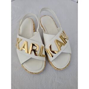 KARL LAGERFELD PARIS Women's Charla Slingback Espadrille Sandals White Size 5M